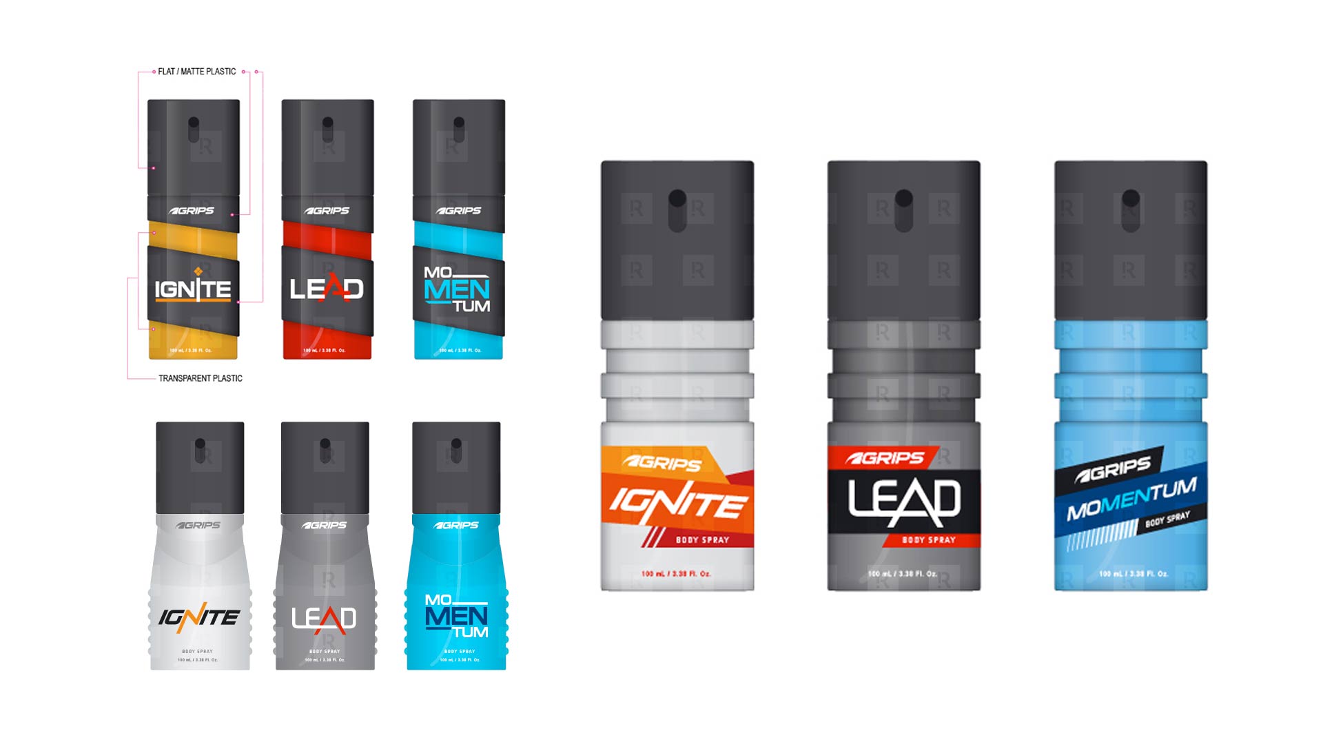 Grips Men Body Spray Packaging Design Studies